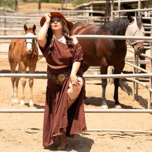 Mocha Brown Off-Shoulder Maxi Dress